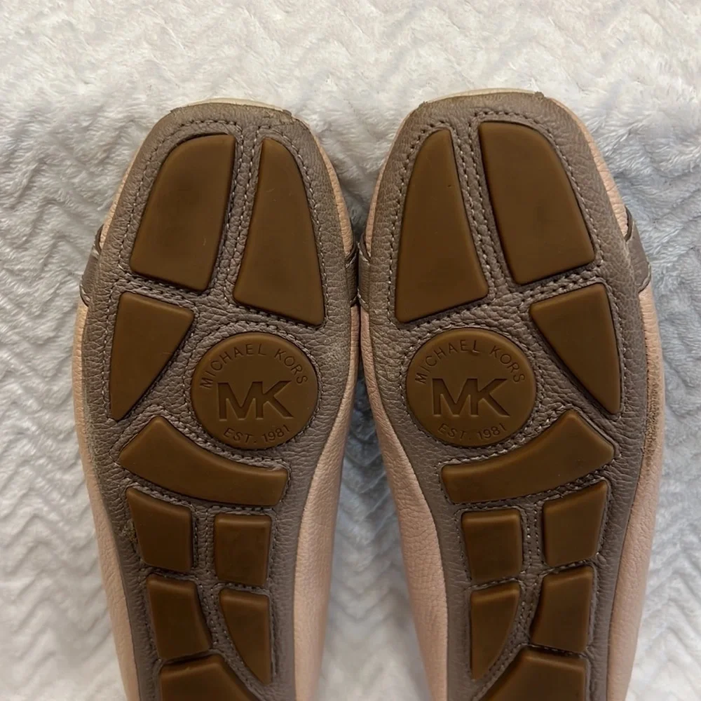 Michael Kors Women’s Fulton Moc Two Tone Ercu Leather Flats Shoes Sz 6.5